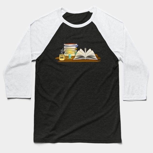 Reading By Candlelight Baseball T-Shirt by Designoholic